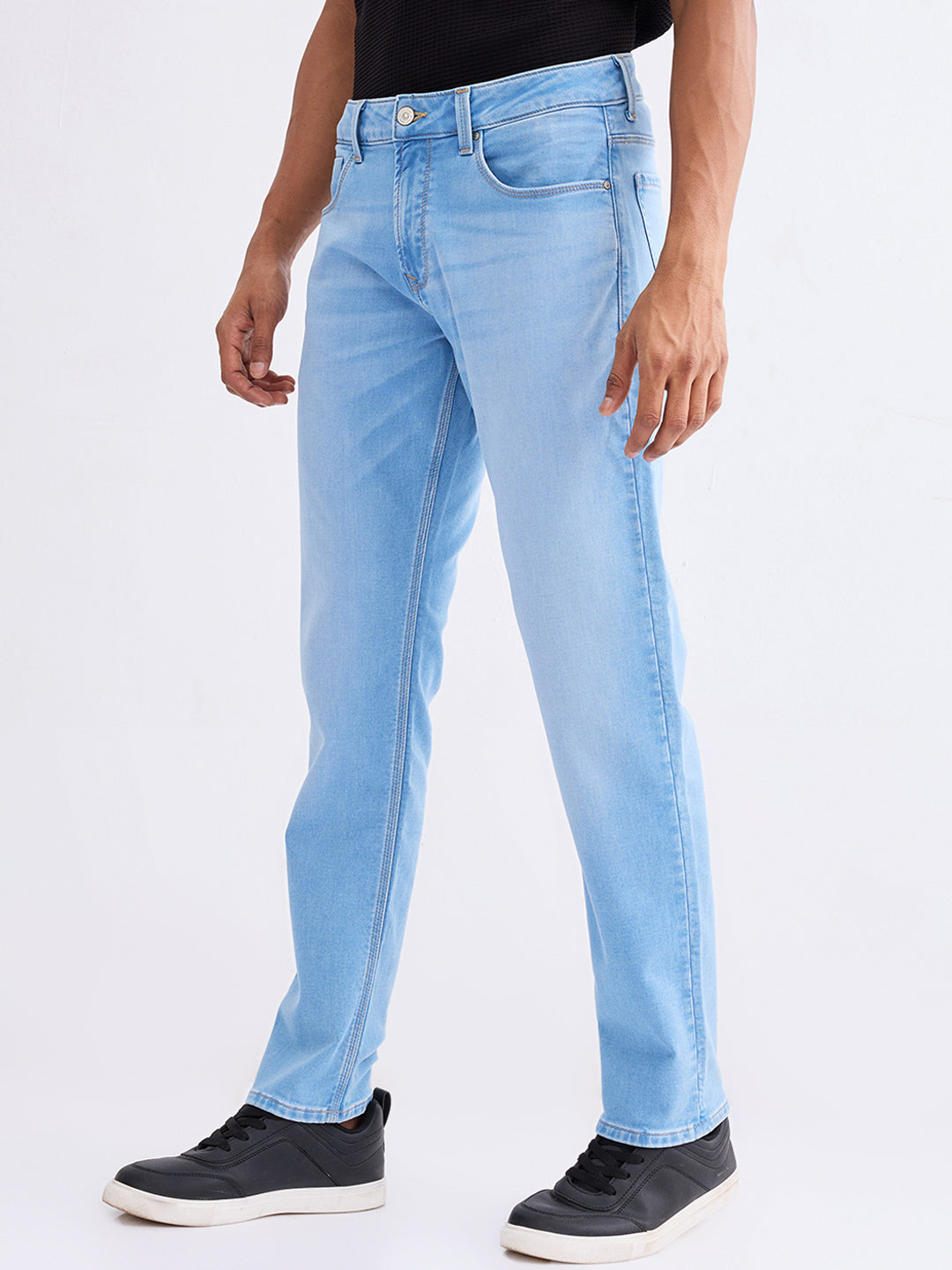 Spykar Light Blue Mid Rise Comfort Fit Casual Jeans For Men
