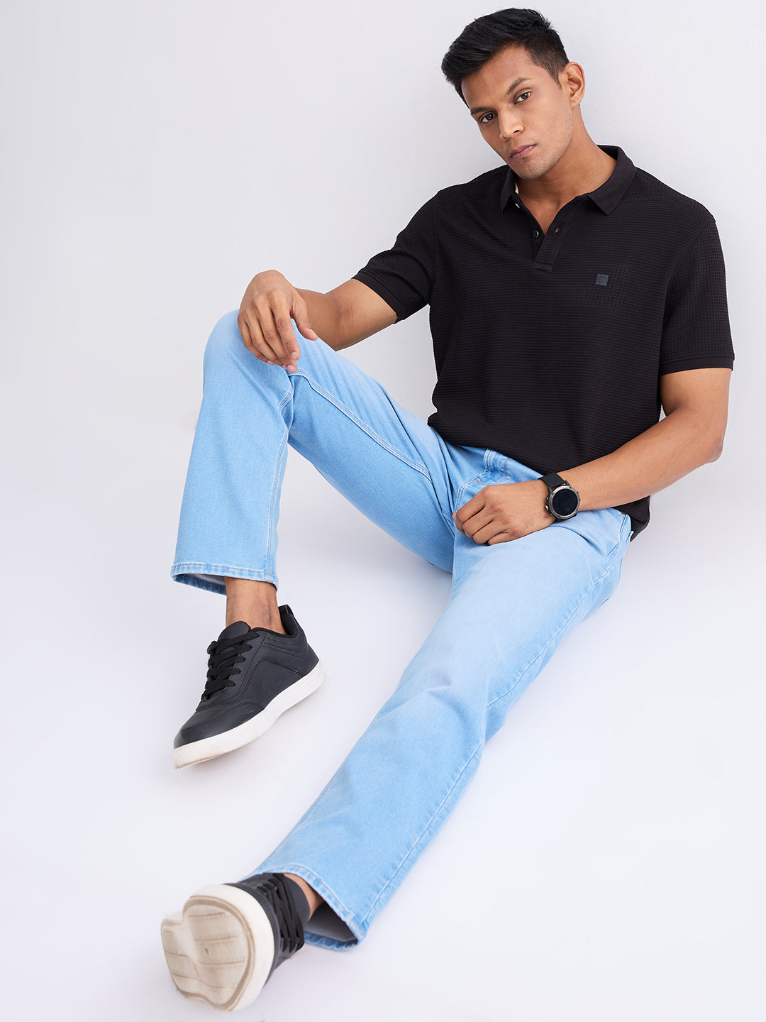 Spykar Light Blue Mid Rise Comfort Fit Casual Jeans For Men