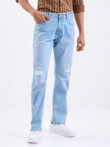 Men Jeans Comfort Fit Light Blue Mid Rise