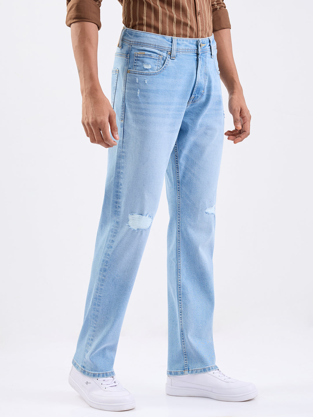Spykar Light Blue Mid Rise Comfort Fit Casual Jeans For Men