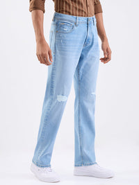 Men Jeans Comfort Fit Light Blue Mid Rise