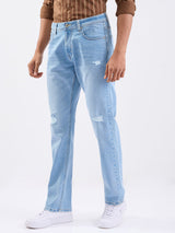 Men Jeans Comfort Fit Light Blue Mid Rise