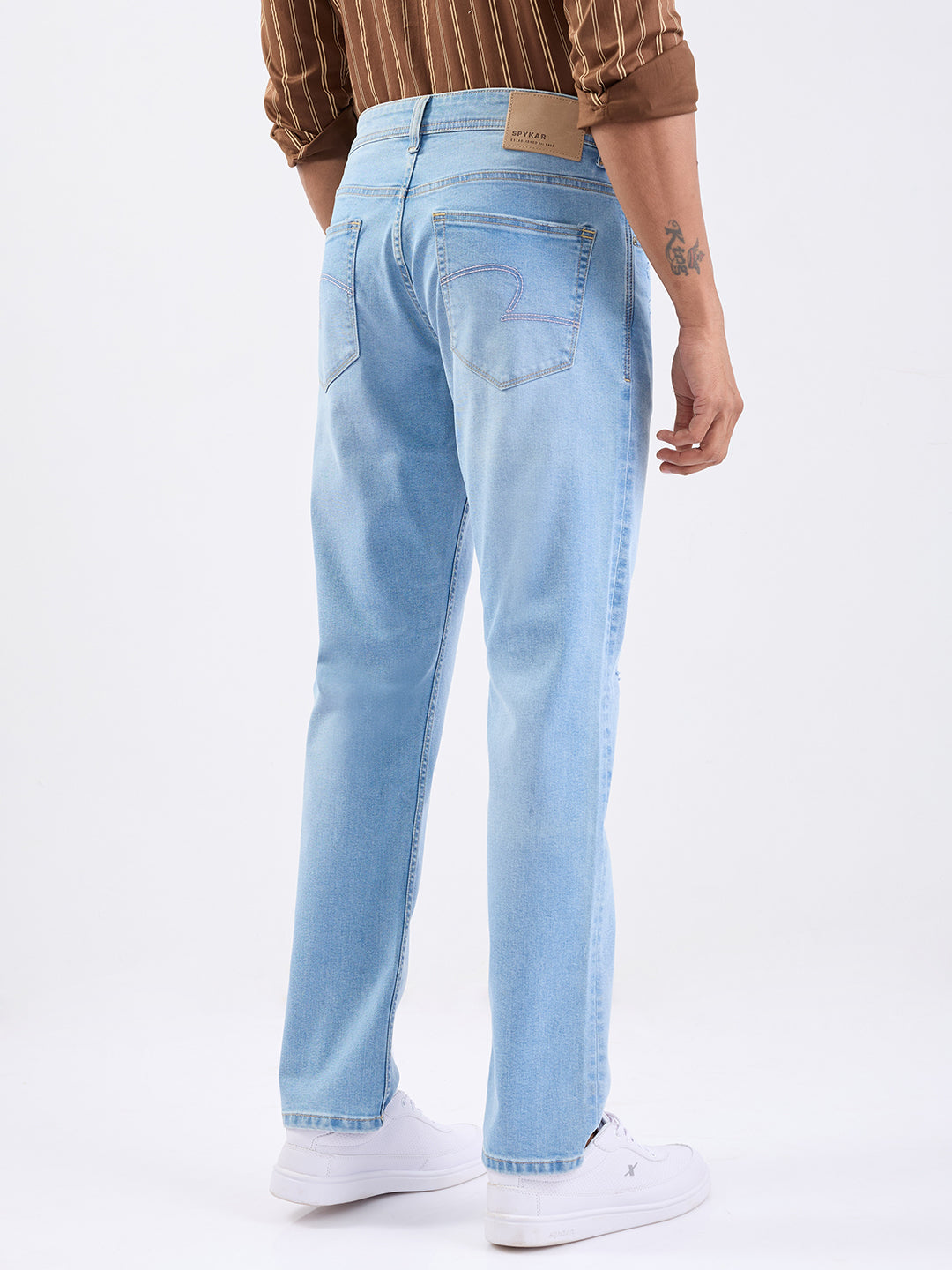 Spykar Light Blue Mid Rise Comfort Fit Casual Jeans For Men