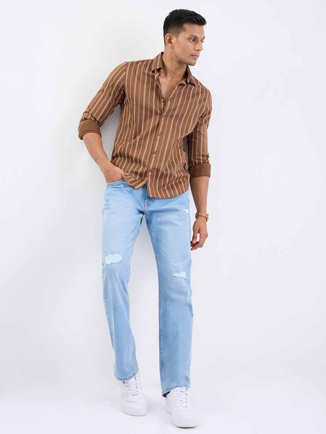 Spykar Light Blue Mid Rise Comfort Fit Casual Jeans For Men