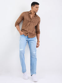 Men Jeans Comfort Fit Light Blue Mid Rise