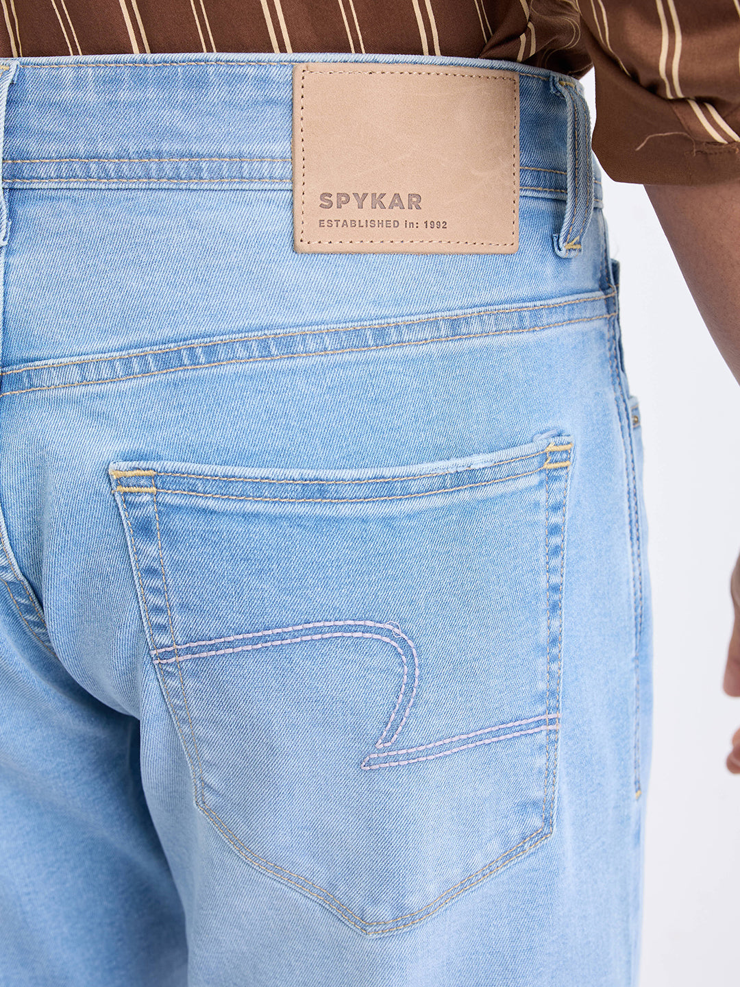 Spykar Light Blue Mid Rise Comfort Fit Casual Jeans For Men