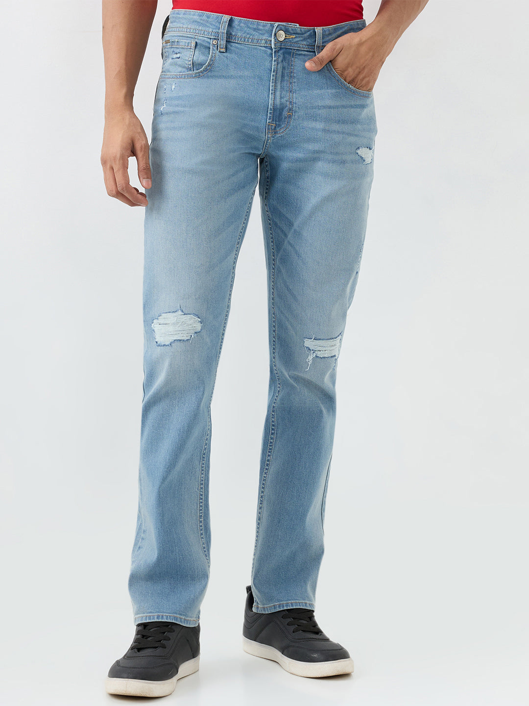 Spykar Light Blue Comfort Fit Mid Rise Jeans For Men