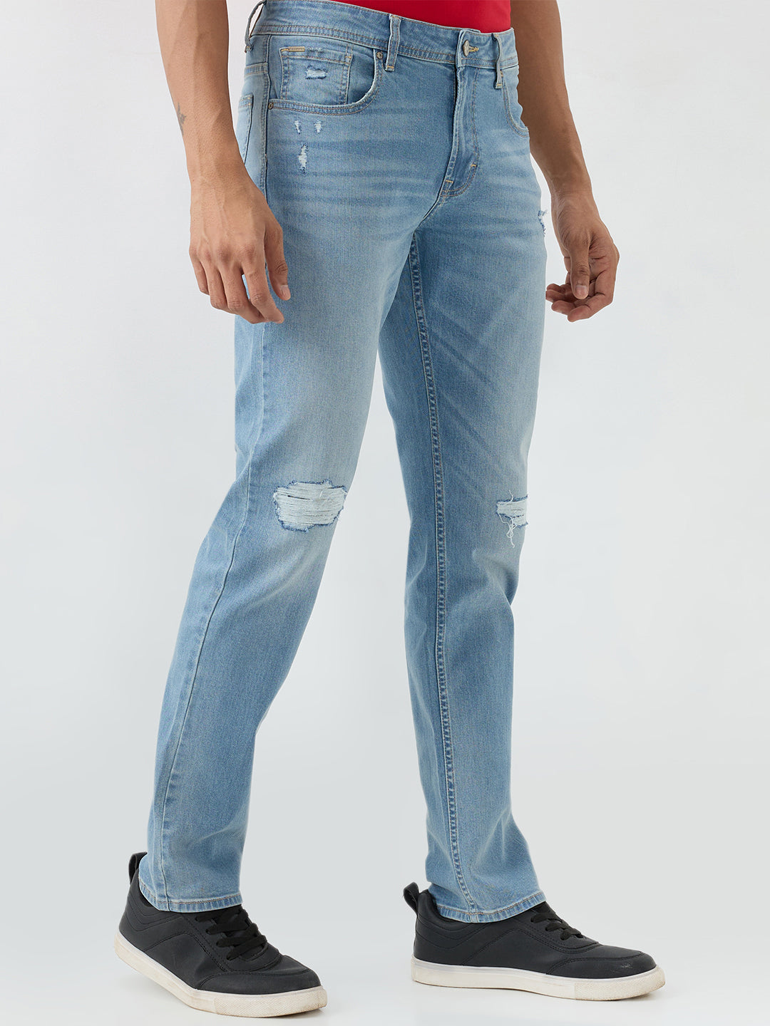 Men Jeans Comfort Fit Blue Mid Rise