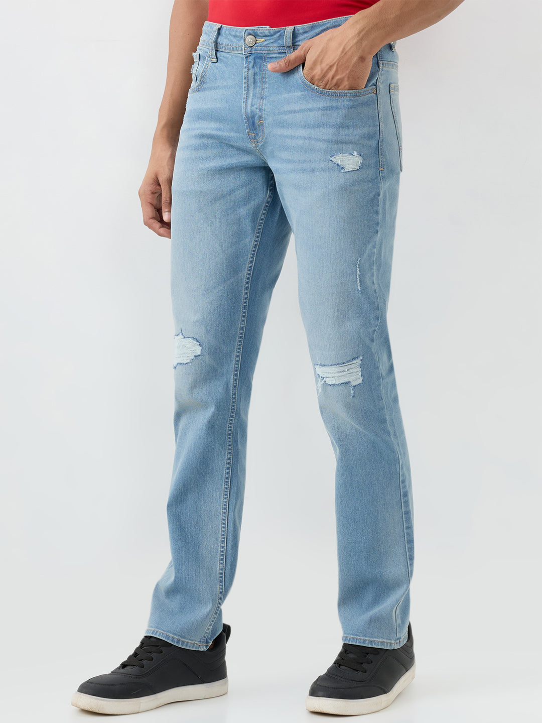 Men Jeans Comfort Fit Blue Mid Rise