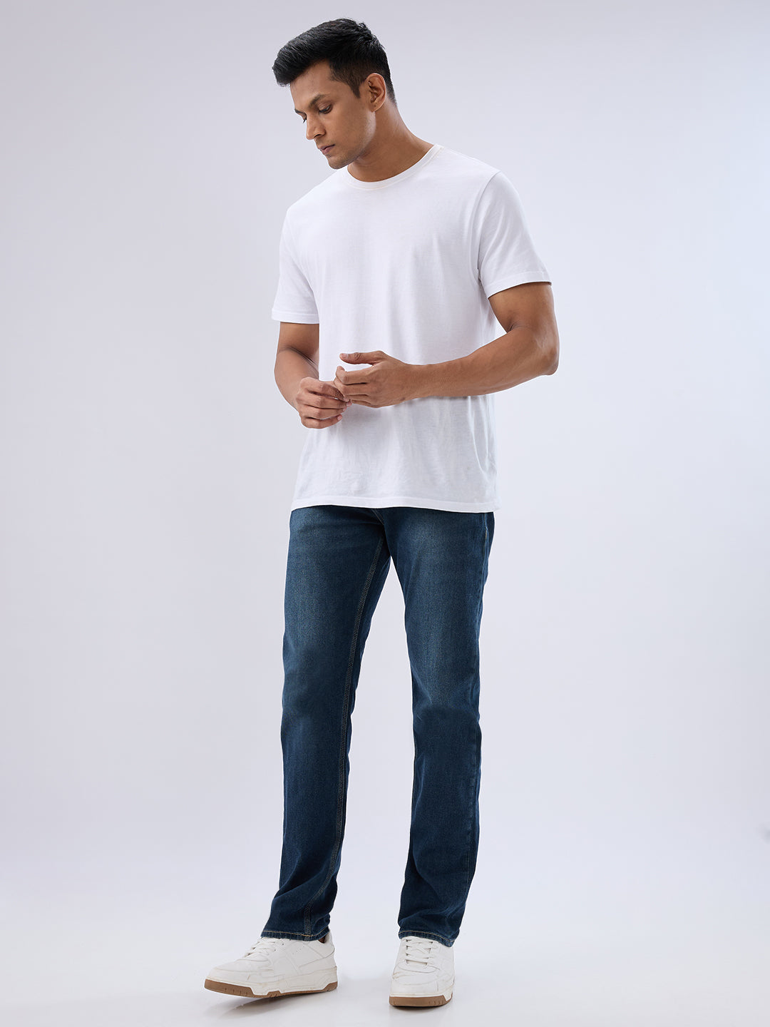 Spykar Vintage Blue Comfort Fit Mid Rise Jeans For Men
