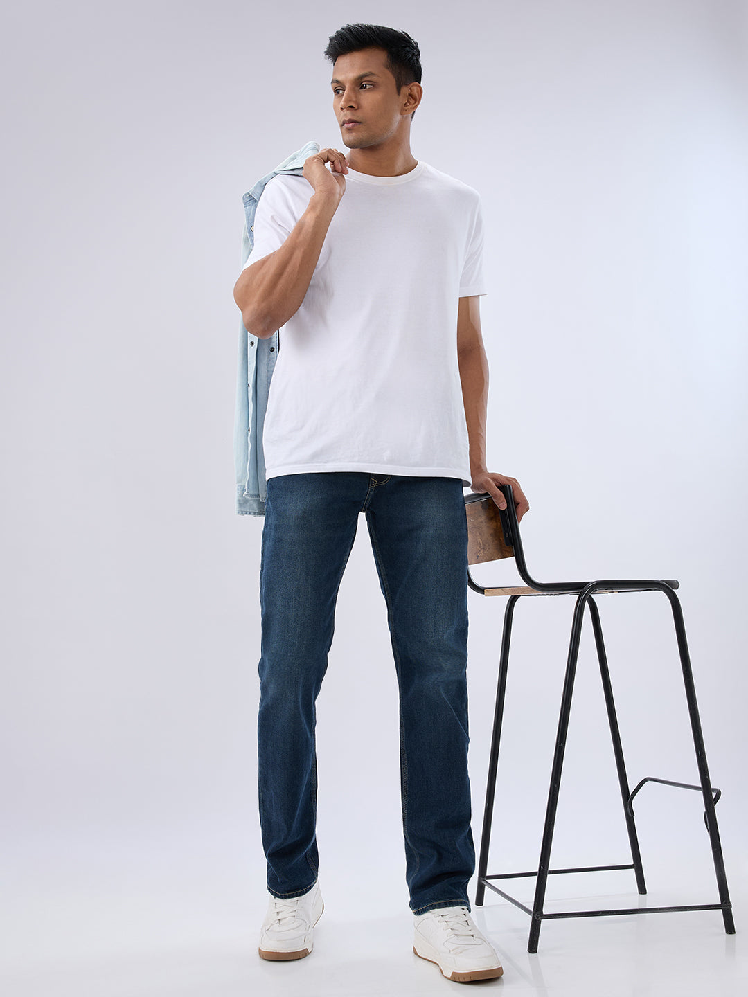 Spykar Vintage Blue Comfort Fit Mid Rise Jeans For Men