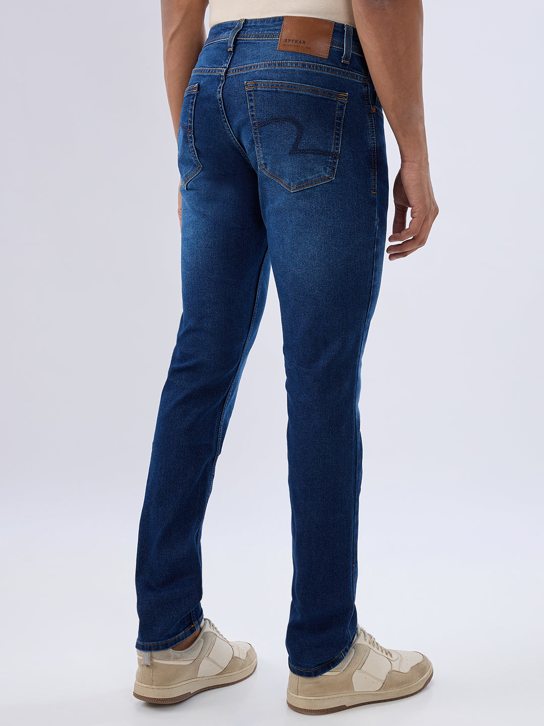 Spykar Dark Blue Comfort Fit Mid Rise Jeans For Men