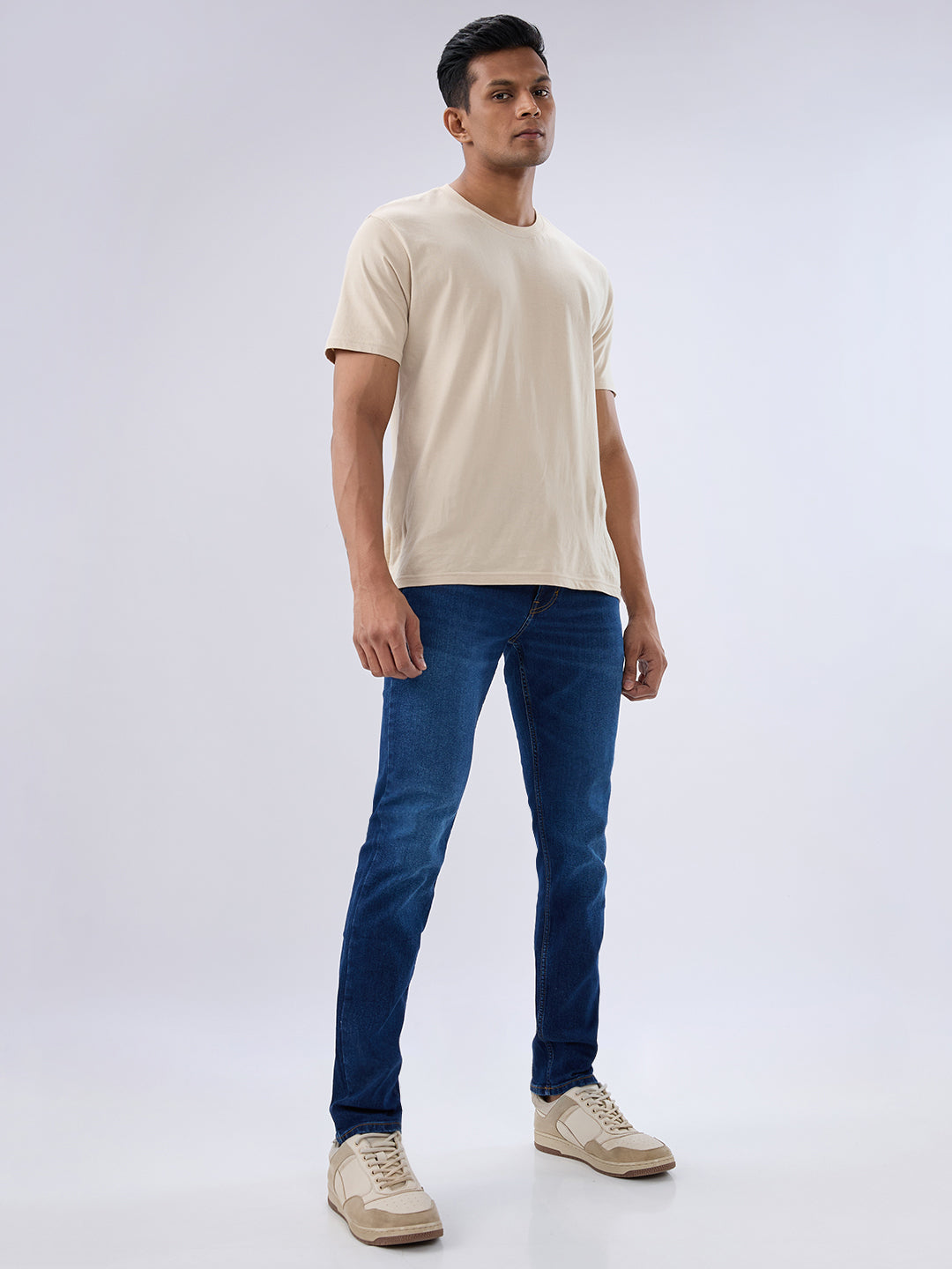Spykar Dark Blue Comfort Fit Mid Rise Jeans For Men
