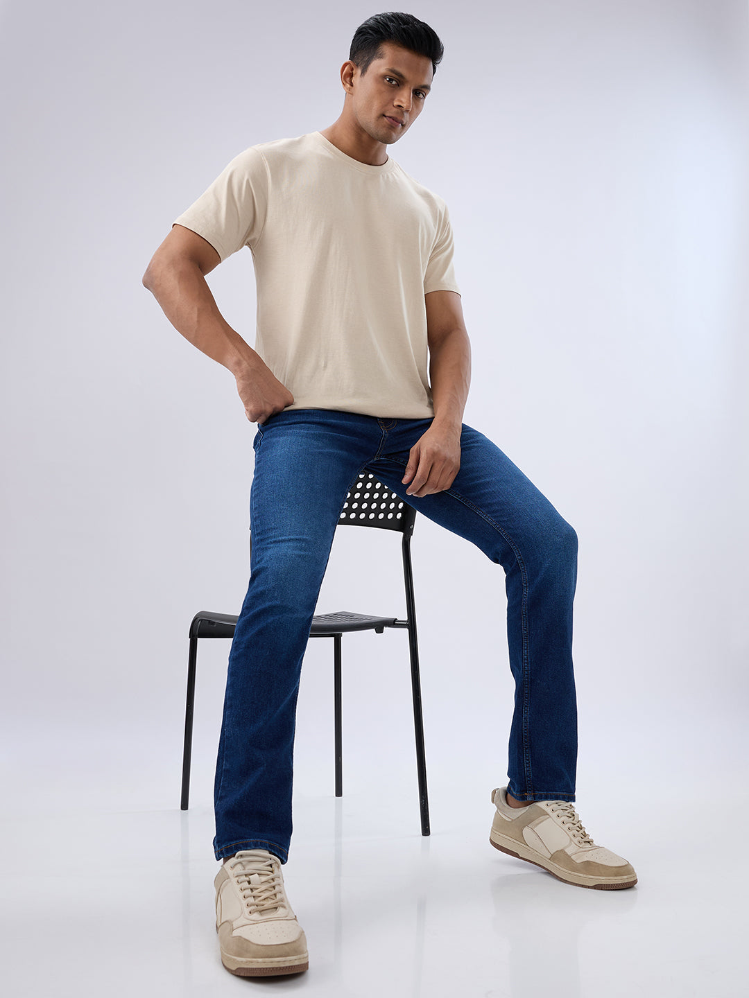 Spykar Dark Blue Comfort Fit Mid Rise Jeans For Men