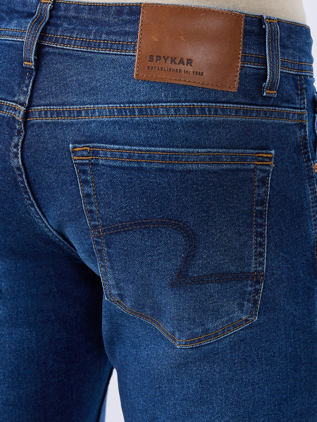 Spykar Dark Blue Comfort Fit Mid Rise Jeans For Men