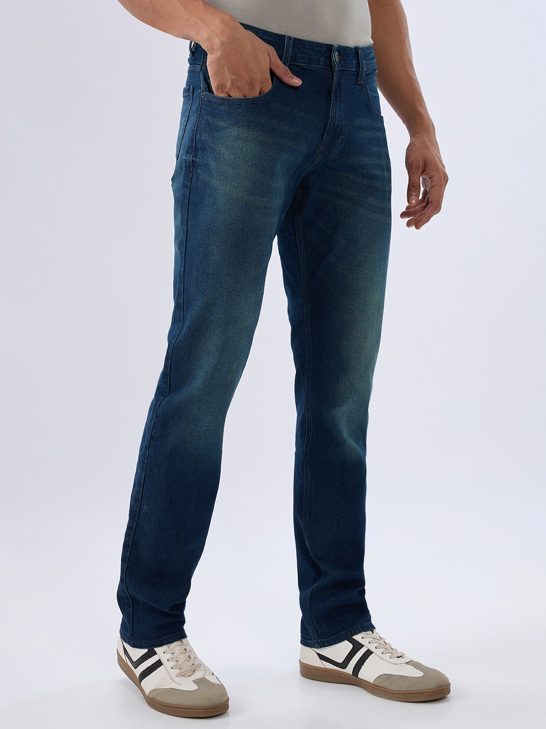 Spykar Vintage Blue Comfort Fit Mid Rise Jeans For Men