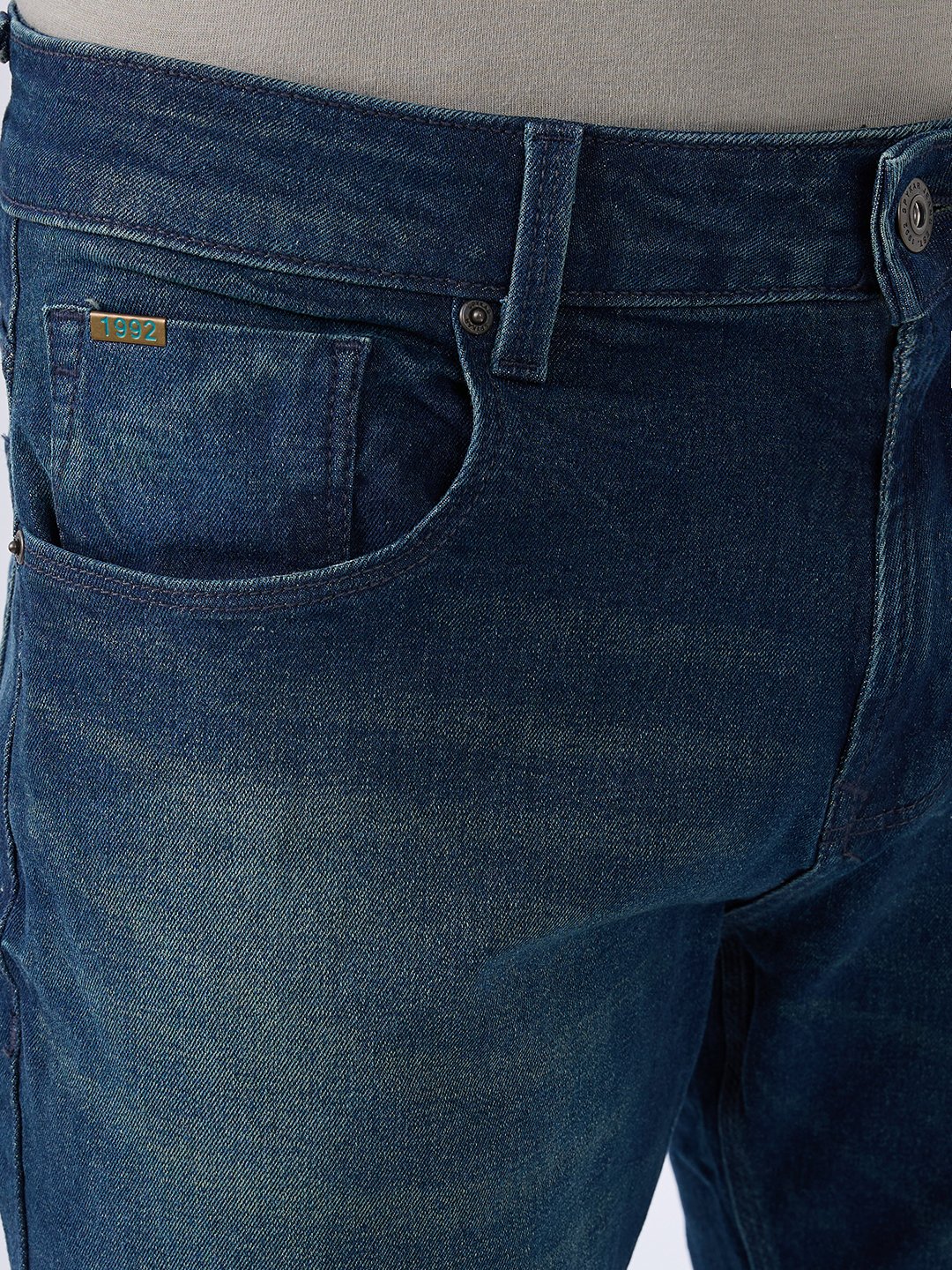 Spykar Vintage Blue Comfort Fit Mid Rise Jeans For Men