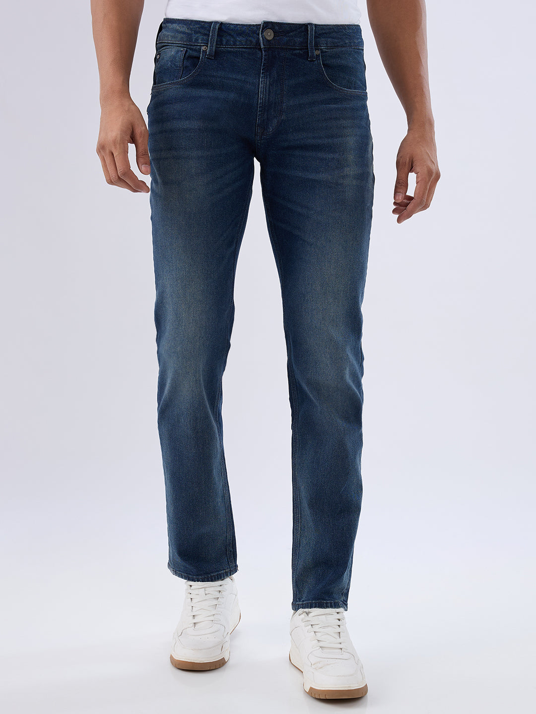 Spykar Vintage Khaki Comfort Fit Mid Rise Jeans For Men