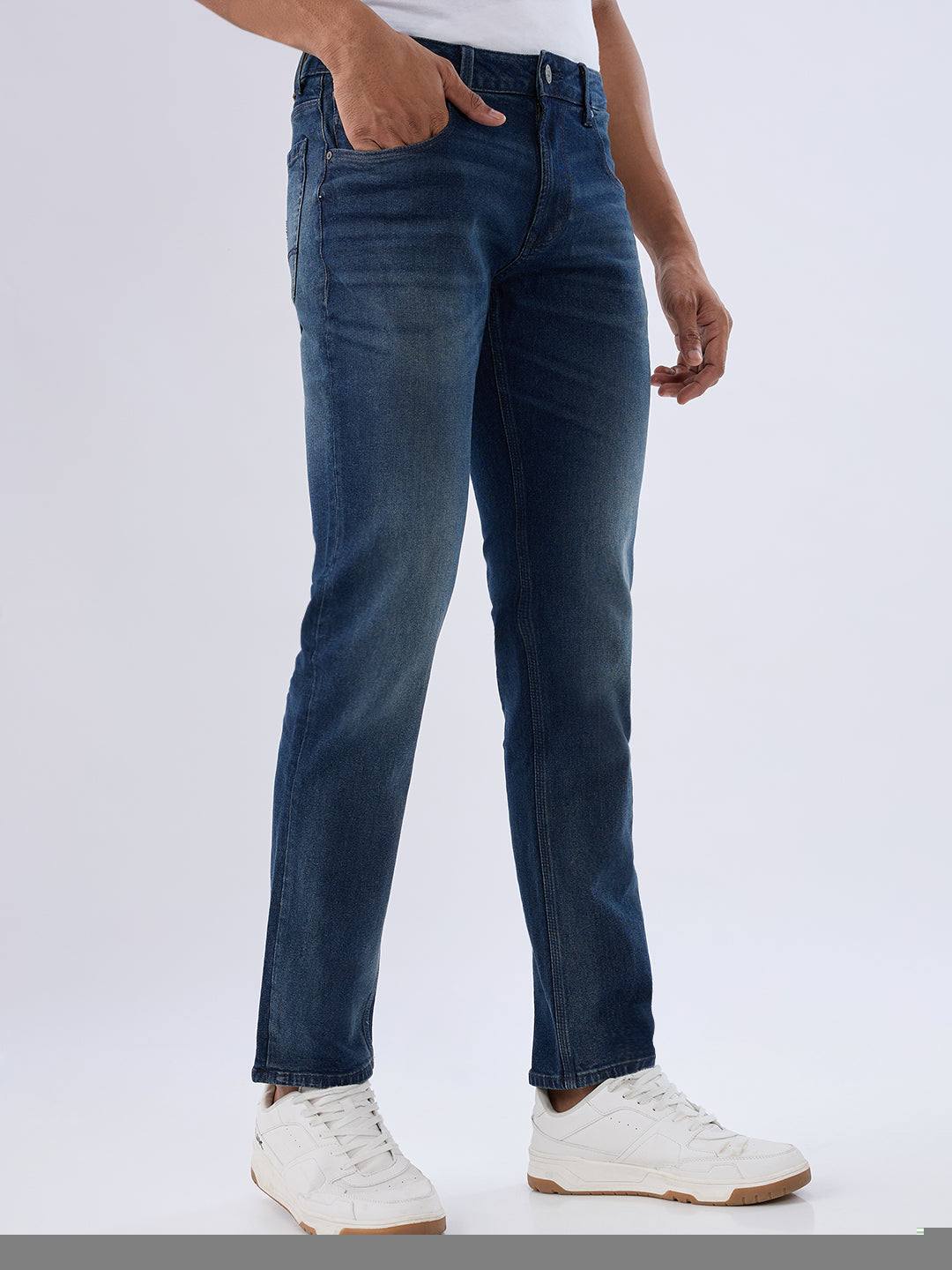 Spykar Vintage Khaki Comfort Fit Mid Rise Jeans For Men