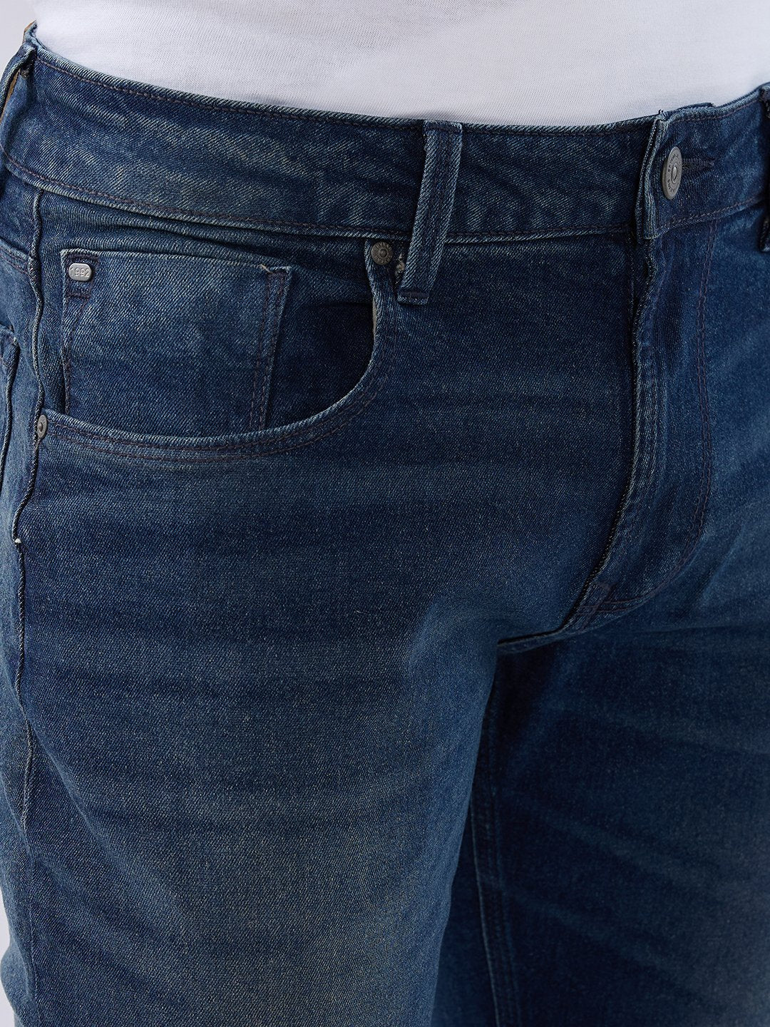 Men Jeans Comfort Fit Khaki Mid Rise