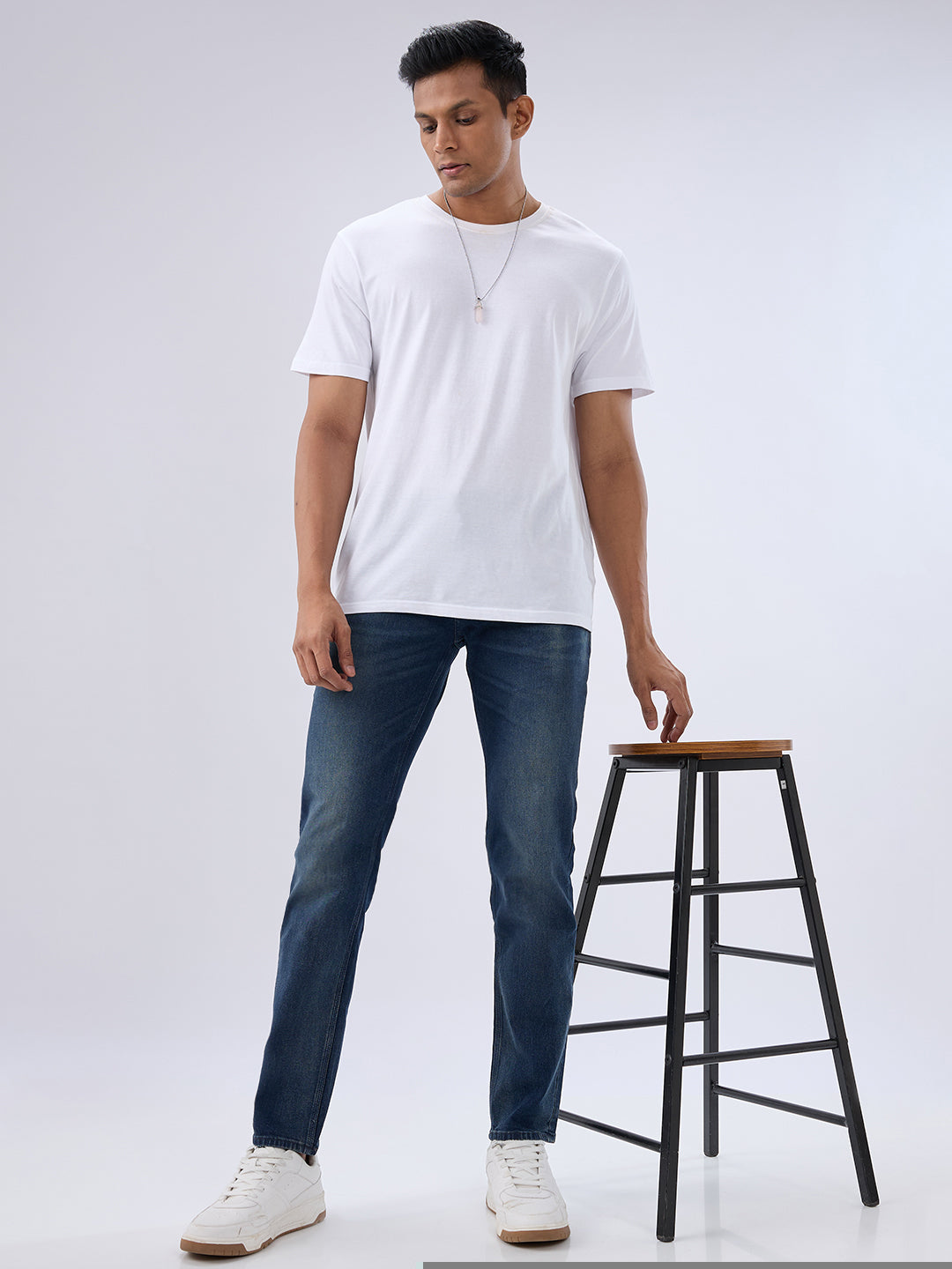 Men Jeans Comfort Fit Khaki Mid Rise