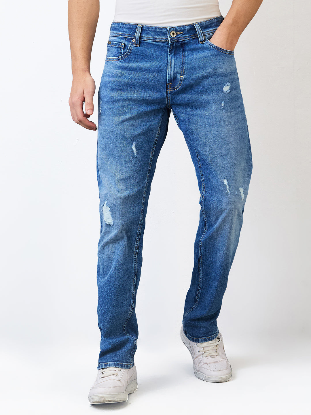 Spykar Comfort Fit Mid Rise Cotton Jeans For Men