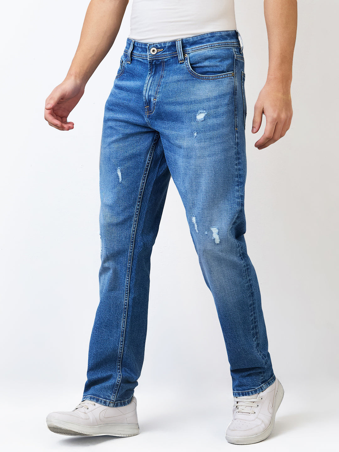 Spykar Comfort Fit Mid Rise Cotton Jeans For Men