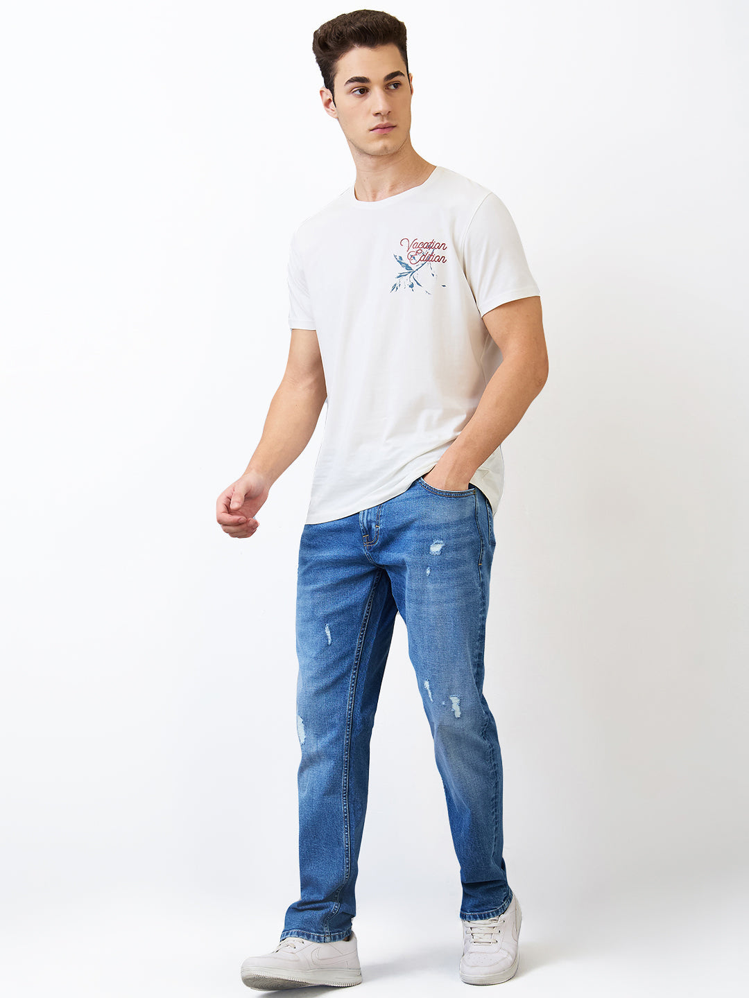 Spykar Comfort Fit Mid Rise Cotton Jeans For Men