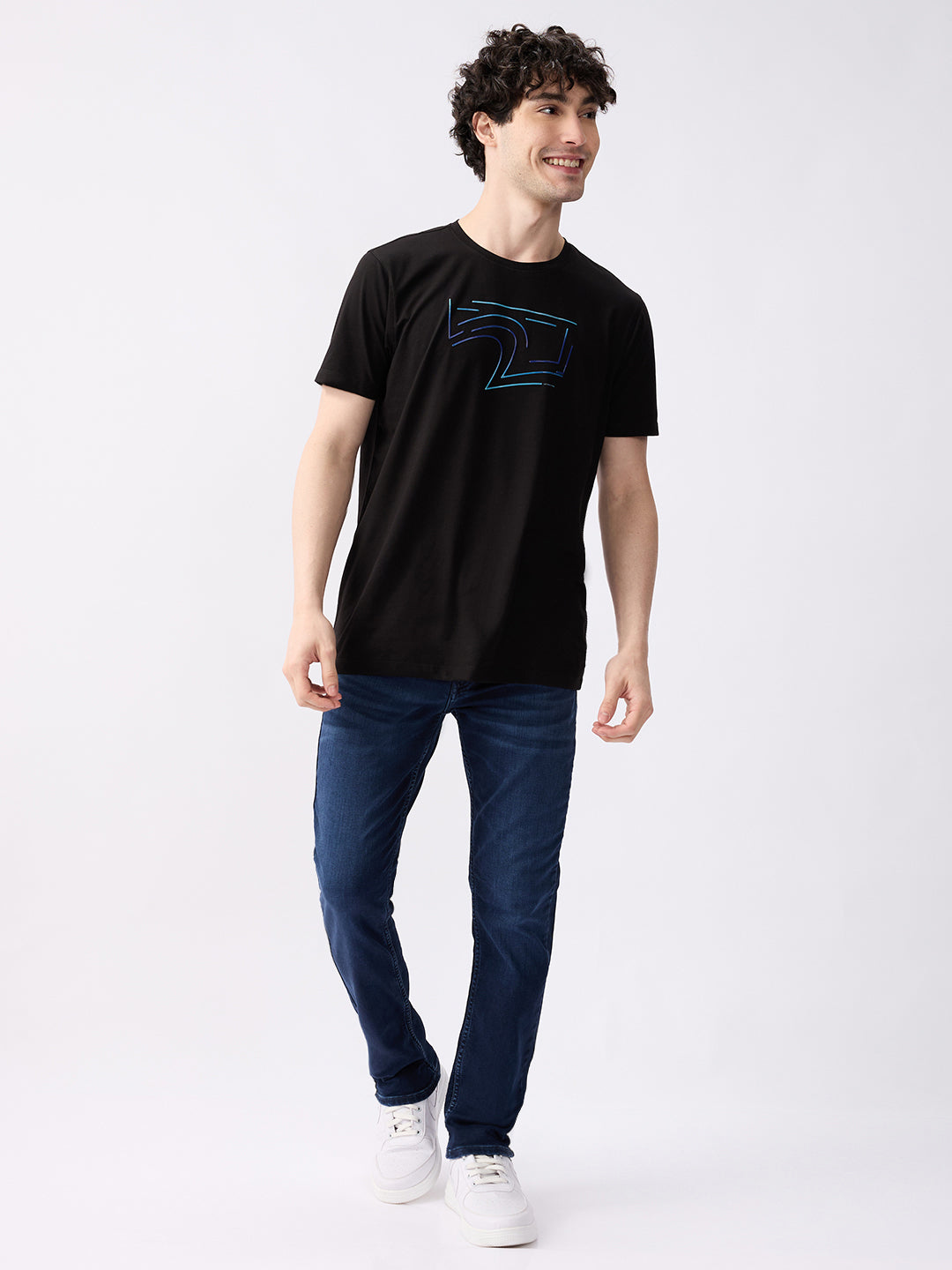 Spykar Dark Blue Mid Rise Regular Fit Casual Jeans For Men