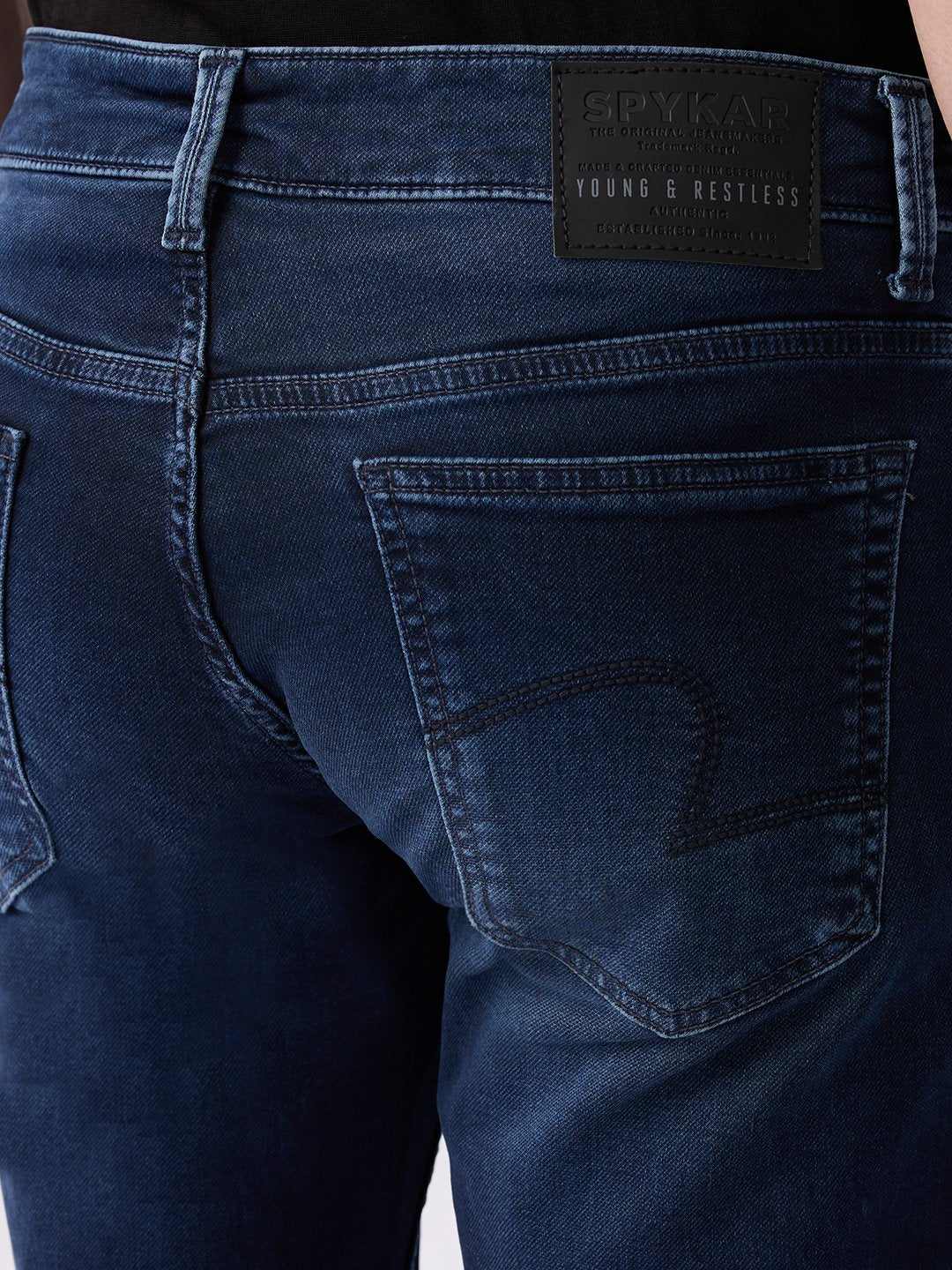 Spykar Dark Blue Mid Rise Regular Fit Casual Jeans For Men