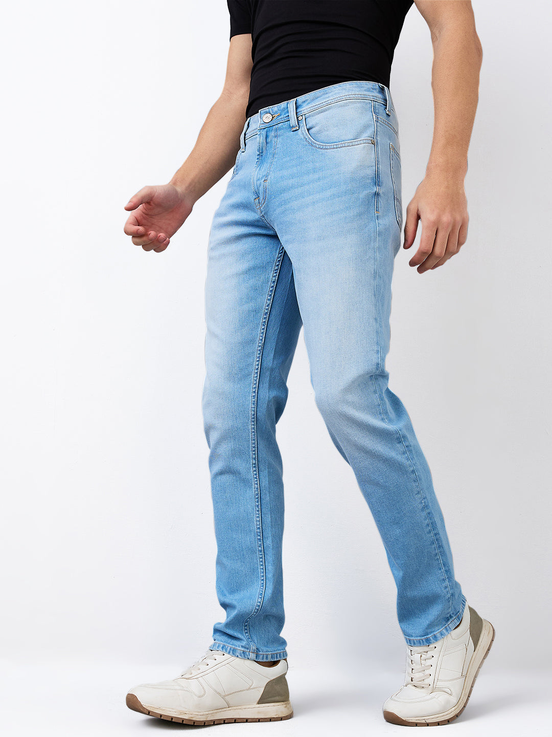 Spykar Regular Fit Mid Rise Cotton Jeans For Men