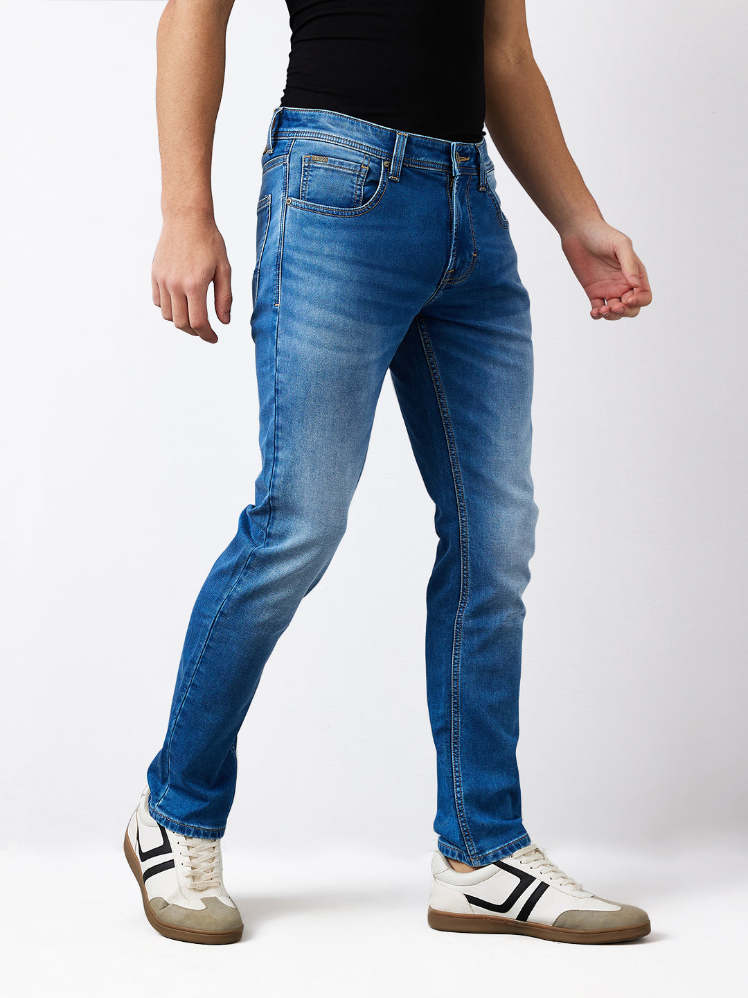 Spykar Regular Fit Mid Rise Cotton Jeans For Men