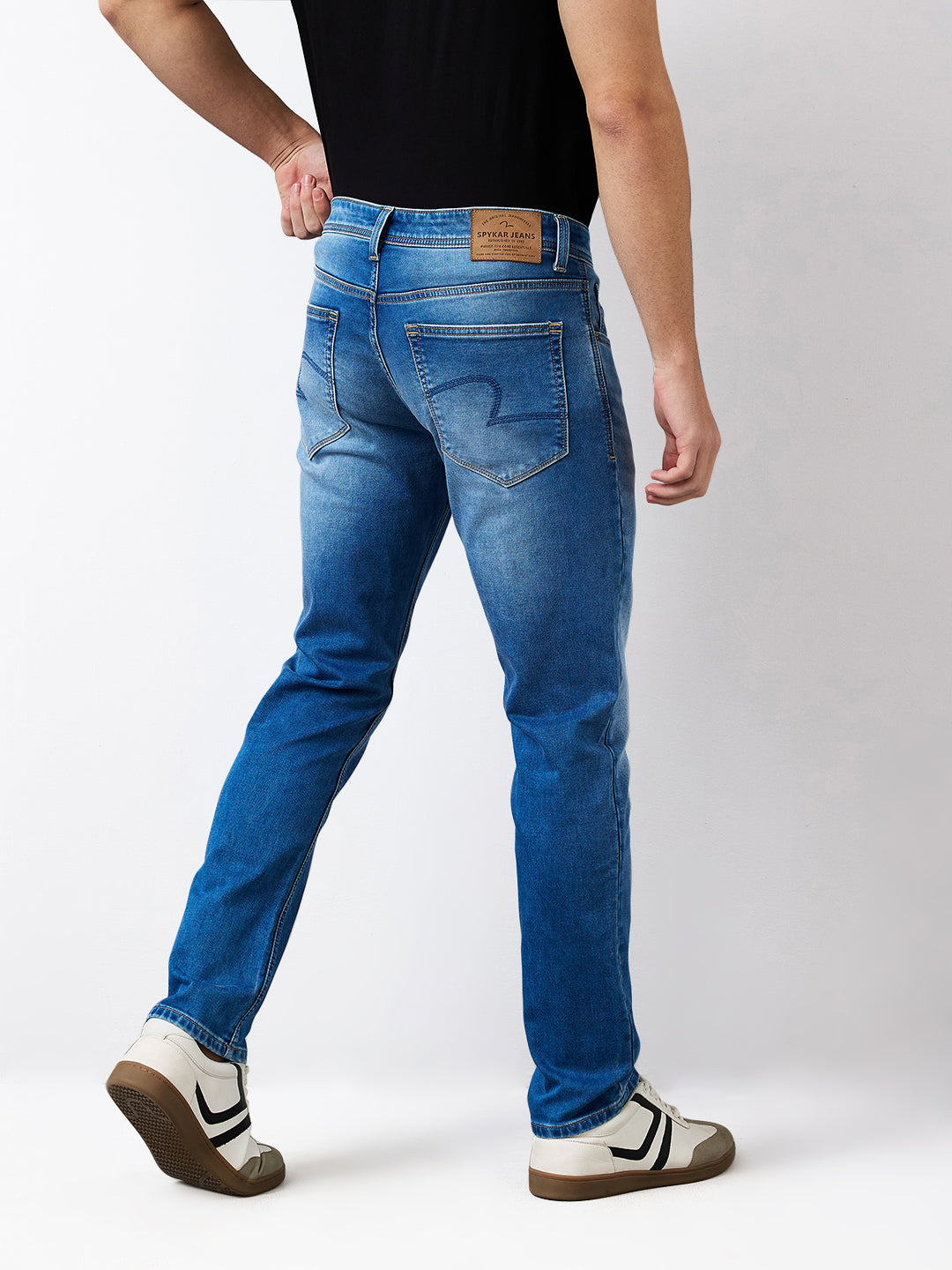 Spykar Regular Fit Mid Rise Cotton Jeans For Men