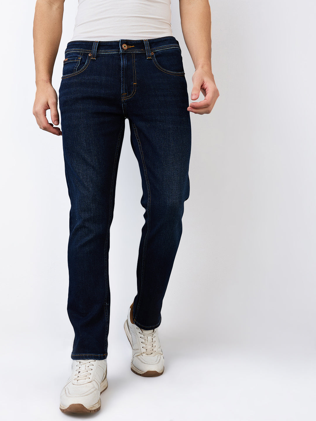 Spykar Regular Fit Mid Rise Cotton Jeans For Men