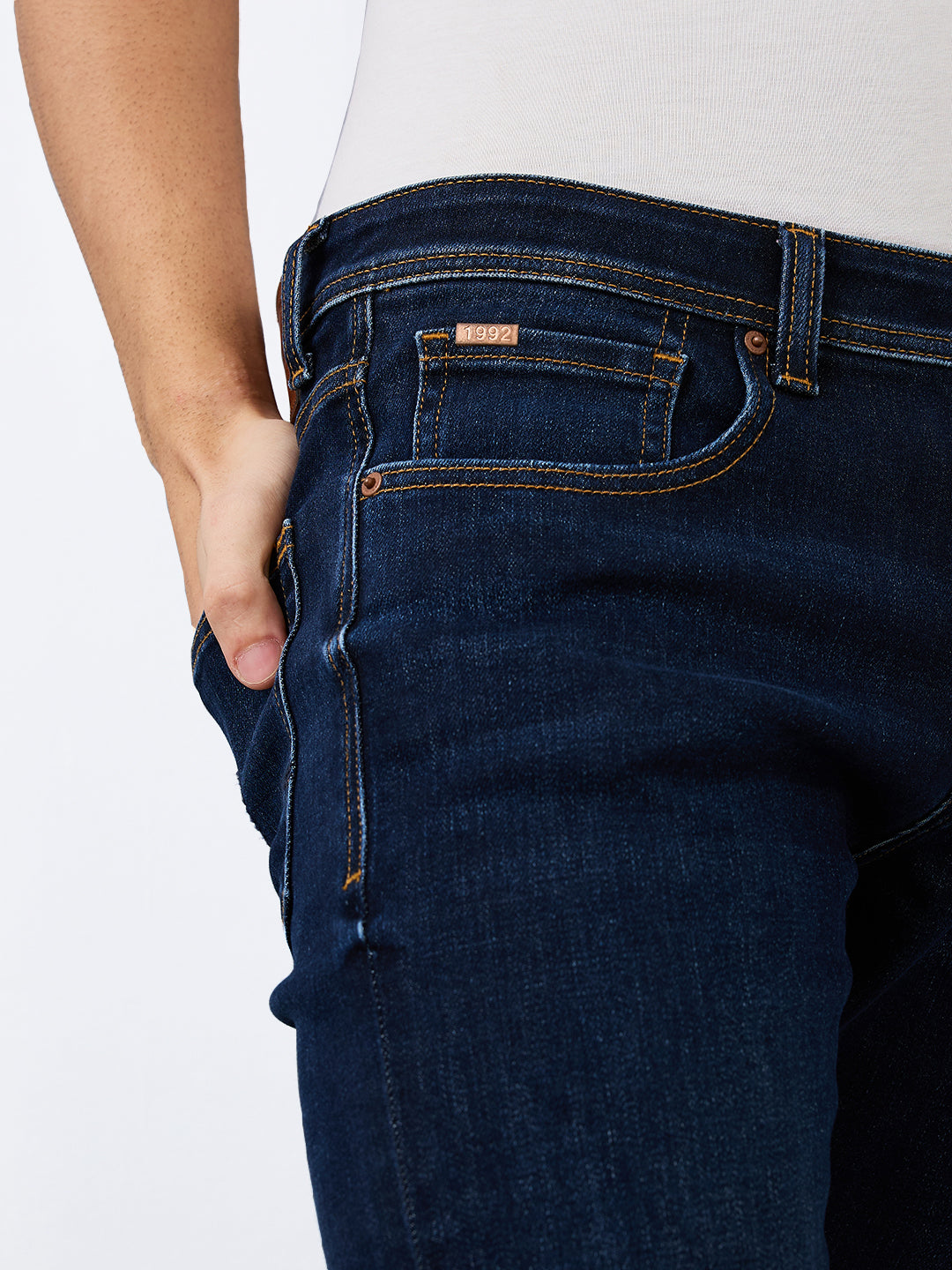 Spykar Regular Fit Mid Rise Cotton Jeans For Men