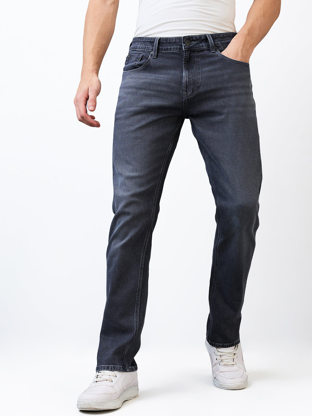 Spykar Regular Fit Mid Rise Cotton Jeans For Men