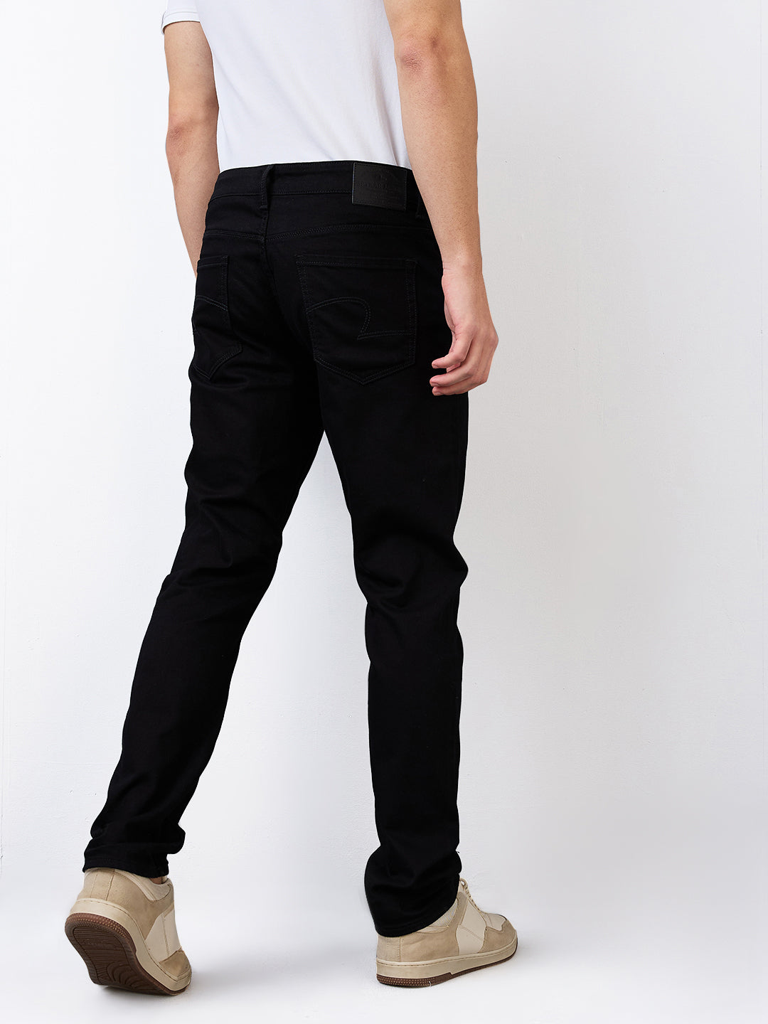 Spykar Black Mid Rise Regular Fit Casual Jeans For Men