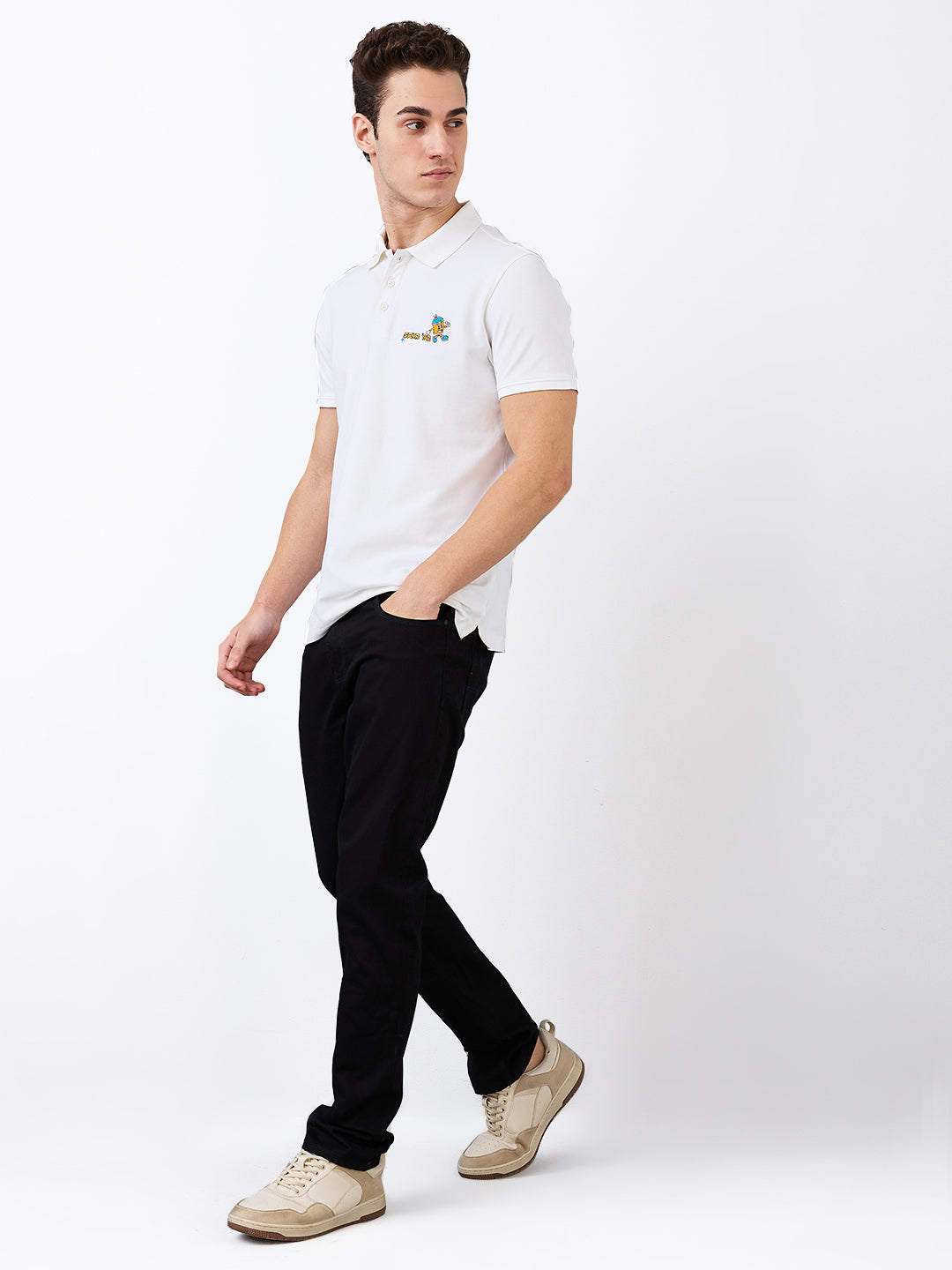 Spykar Black Mid Rise Regular Fit Casual Jeans For Men