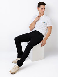 Men Jeans Regular Fit Black Mid Rise