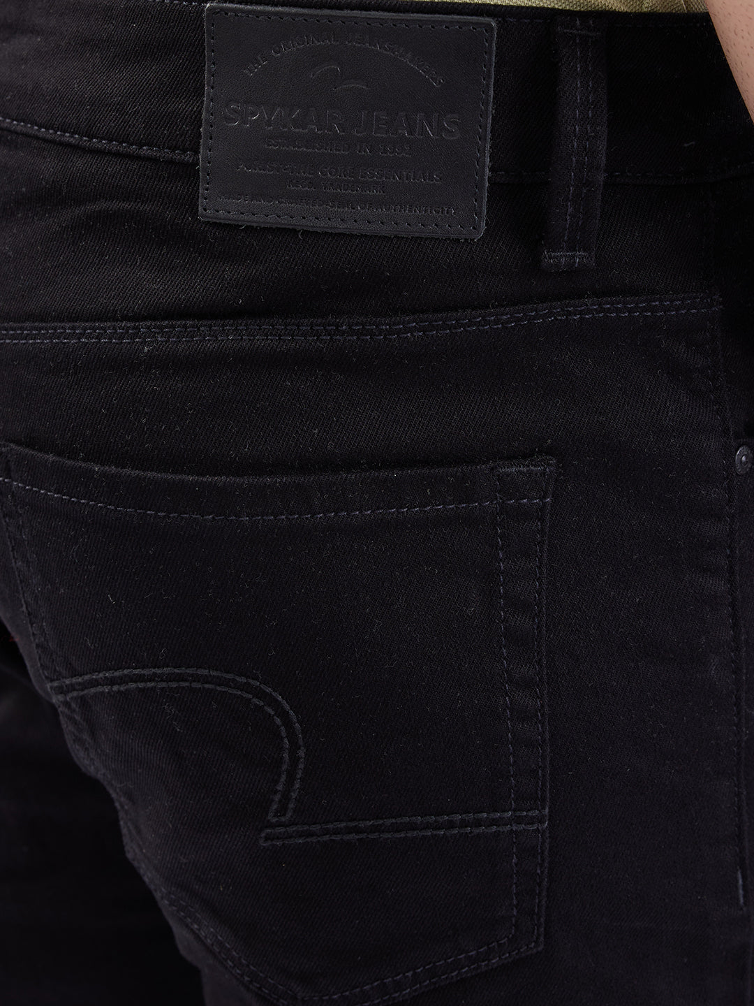 Spykar Black Mid Rise Regular Fit Casual Jeans For Men