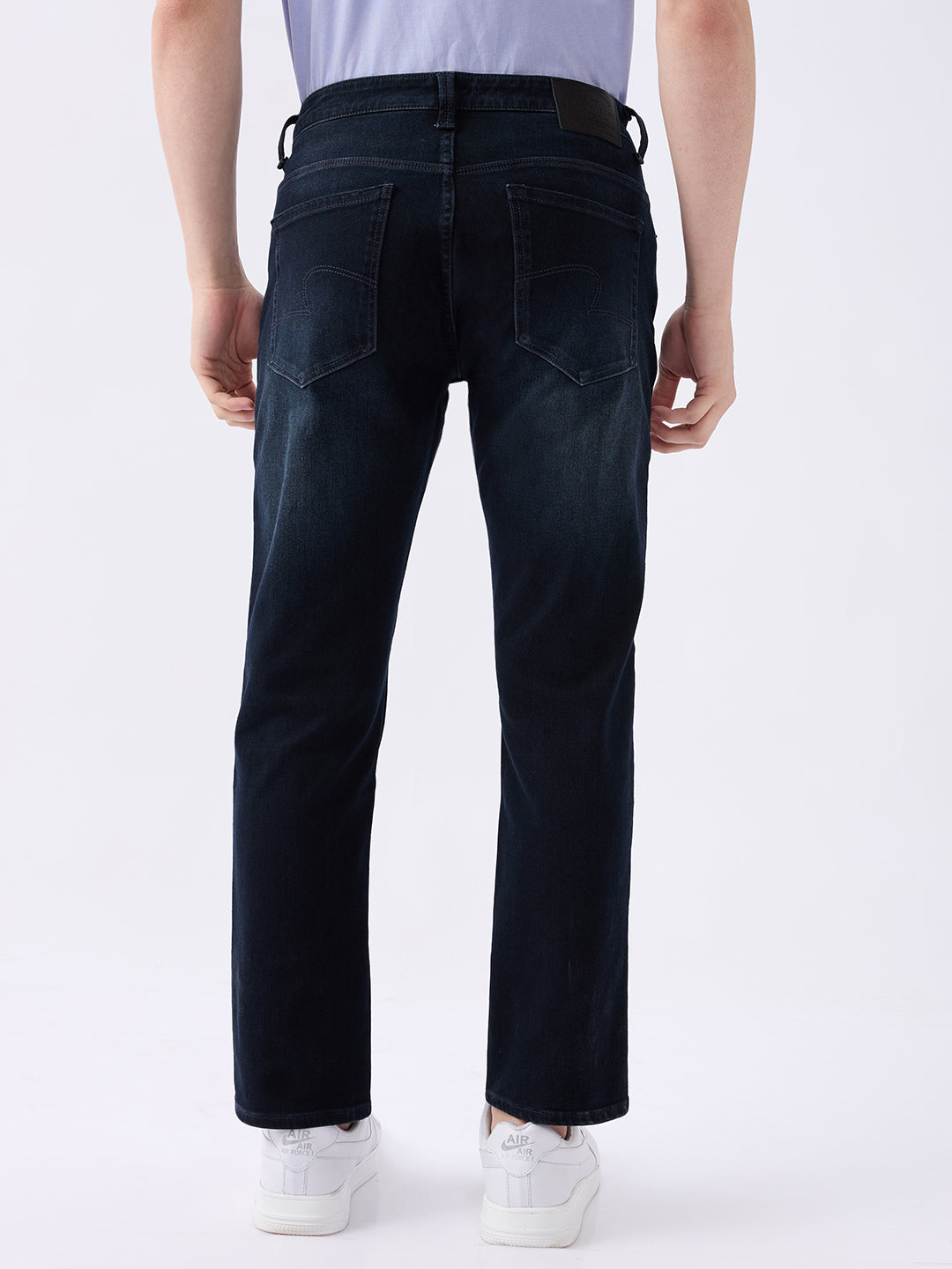 Spykar Dark Blue Mid Rise Regular Fit Casual Jeans For Men