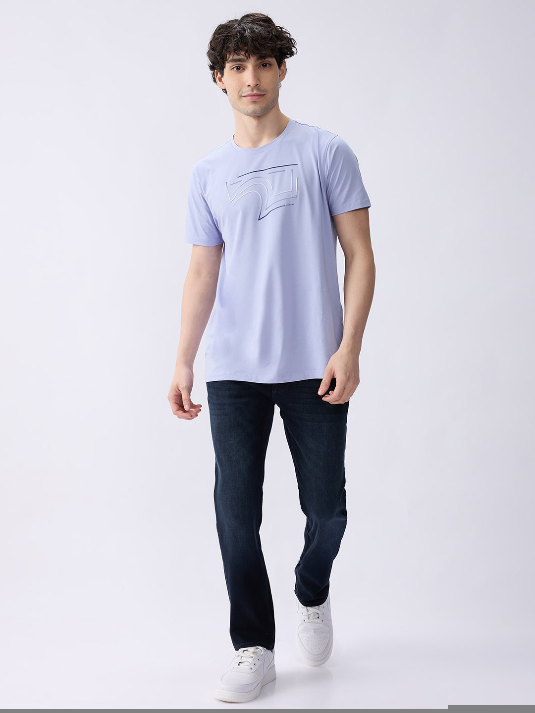 Spykar Dark Blue Mid Rise Regular Fit Casual Jeans For Men