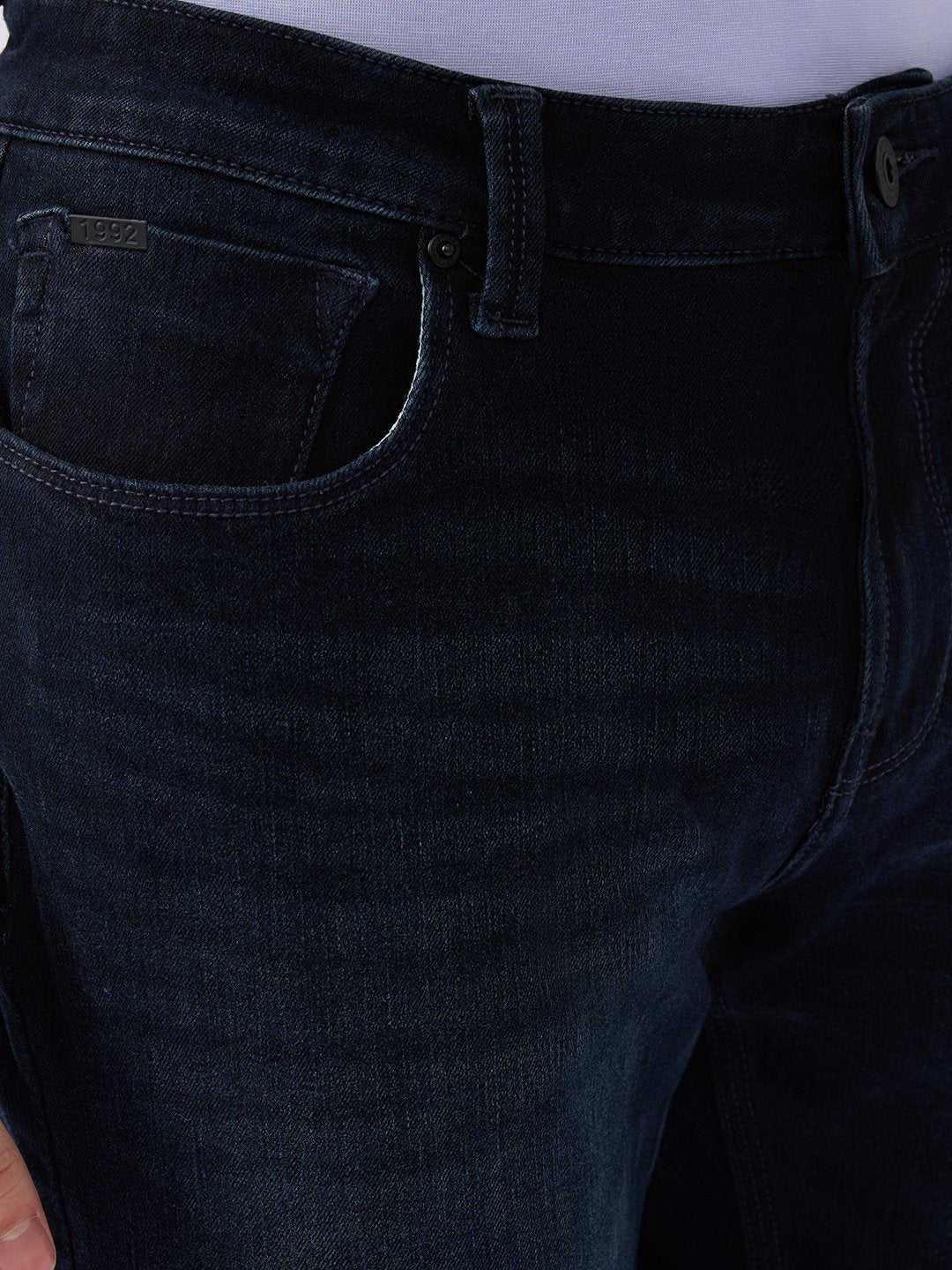 Spykar Dark Blue Mid Rise Regular Fit Casual Jeans For Men