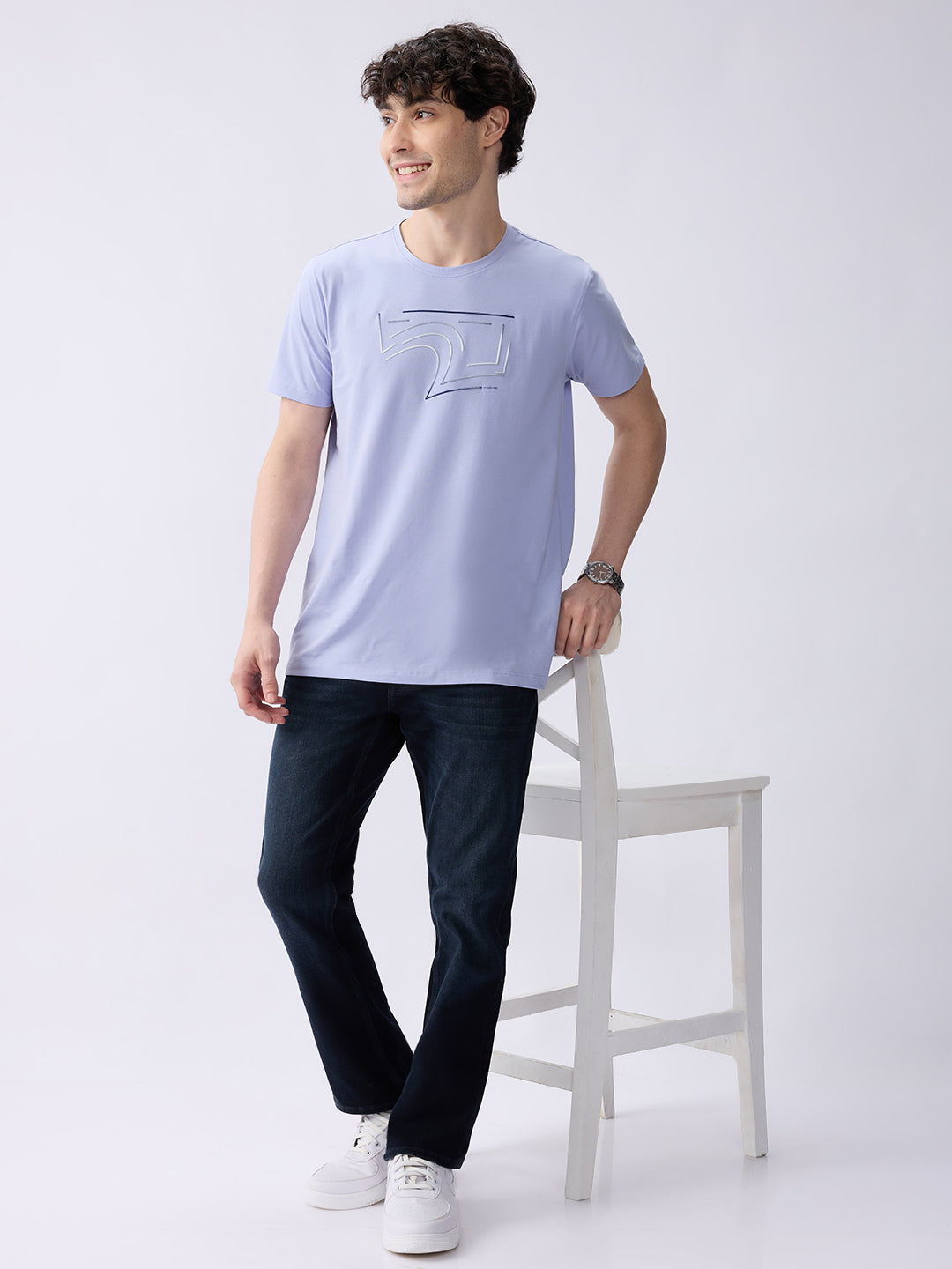 Spykar Dark Blue Mid Rise Regular Fit Casual Jeans For Men