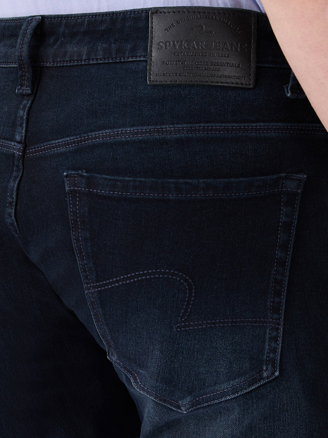 Spykar Dark Blue Mid Rise Regular Fit Casual Jeans For Men