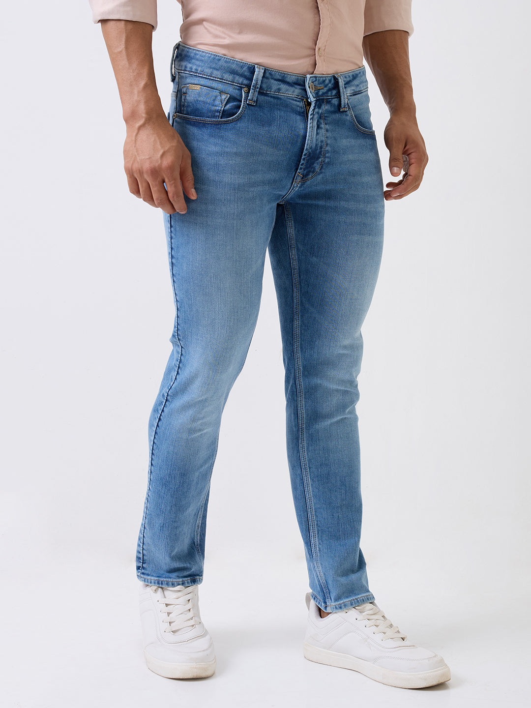 Spykar Blue Mid Rise Regular Fit Casual Jeans For Men
