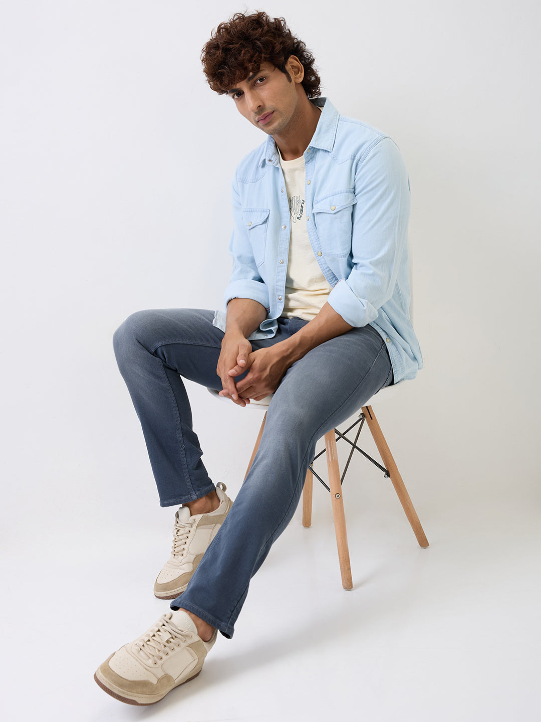 Spykar Grey Mid Rise Regular Fit Casual Jeans For Men