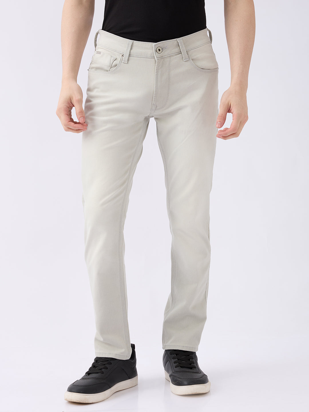 Spykar Ice Grey Mid Rise Regular Fit Casual Jeans For Men