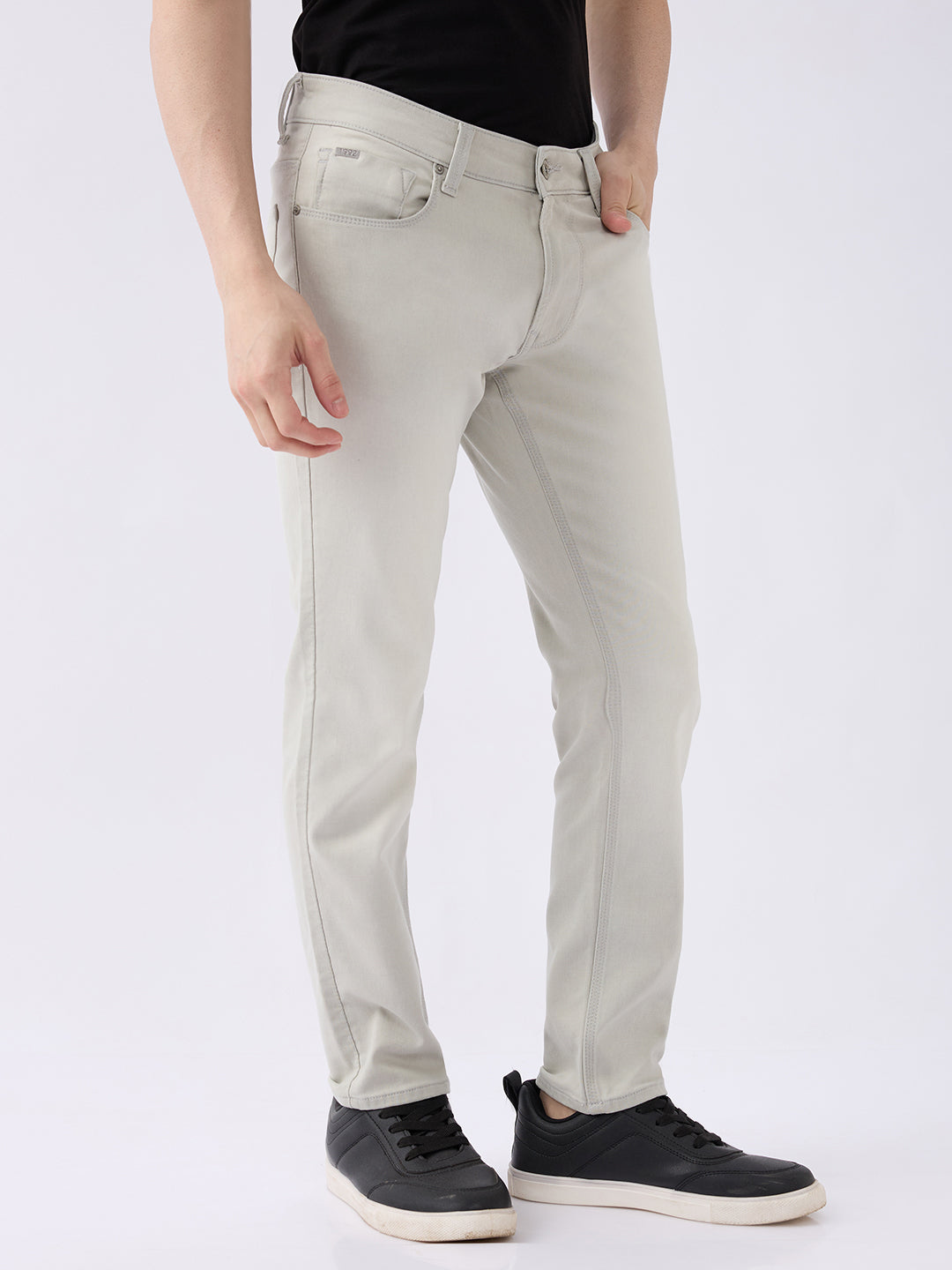 Spykar Ice Grey Mid Rise Regular Fit Casual Jeans For Men