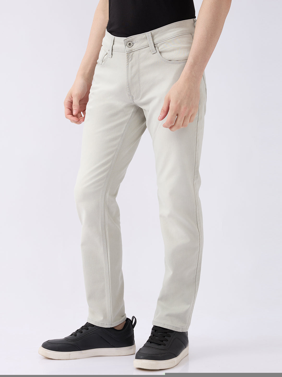 Spykar Ice Grey Mid Rise Regular Fit Casual Jeans For Men